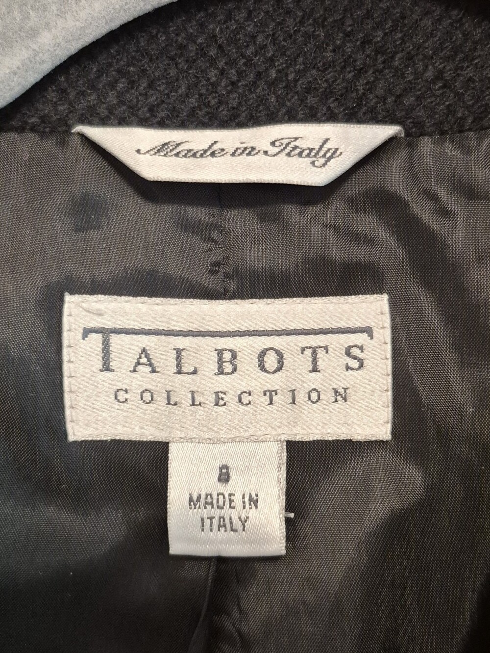 Vtg Talbots Collection Blazer Wool/Silk Blend Black Made In Italy Cropped Size 8 - Picture 8 of 10